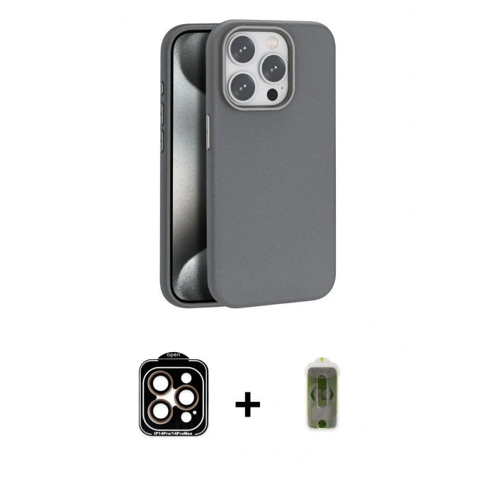 MARSİLYAN™- iPhone 15 Pro Max Kılıf Zirve Modern Prime - Siyah Joko Magic 5D Hayalet Cam + PVD Metal Kamera Lens - TU