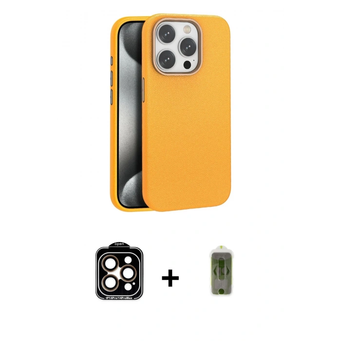 MARSİLYAN™- iPhone 15 Pro Max Kılıf Zirve Modern Prime - Siyah Joko Magic 5D Hayalet Cam + PVD Metal Kamera Lens - TU