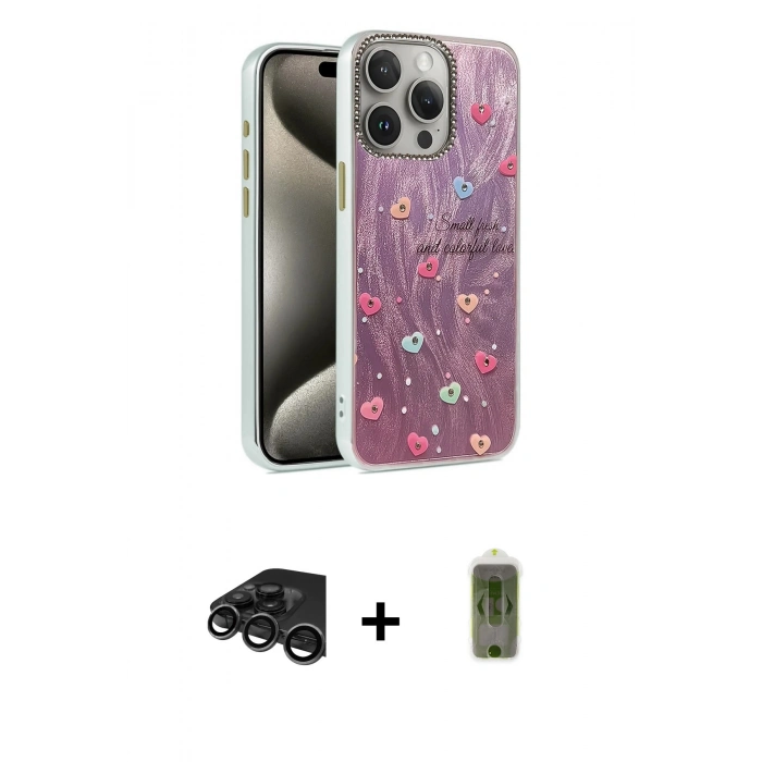 MARSİLYAN™- iPhone 15 Pro Max Kılıf Zirve Modern Prime - Siyah Joko Magic 5D Hayalet Cam + Raze Metal Kamera Lens - TMGI