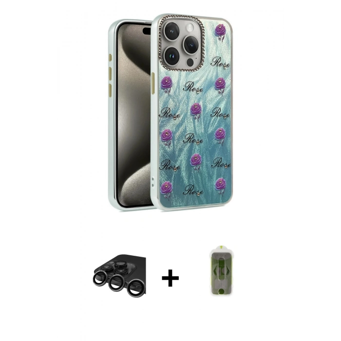 MARSİLYAN™- iPhone 15 Pro Max Kılıf Zirve Modern Prime - Siyah Joko Magic 5D Hayalet Cam + Raze Metal Kamera Lens - TMGI