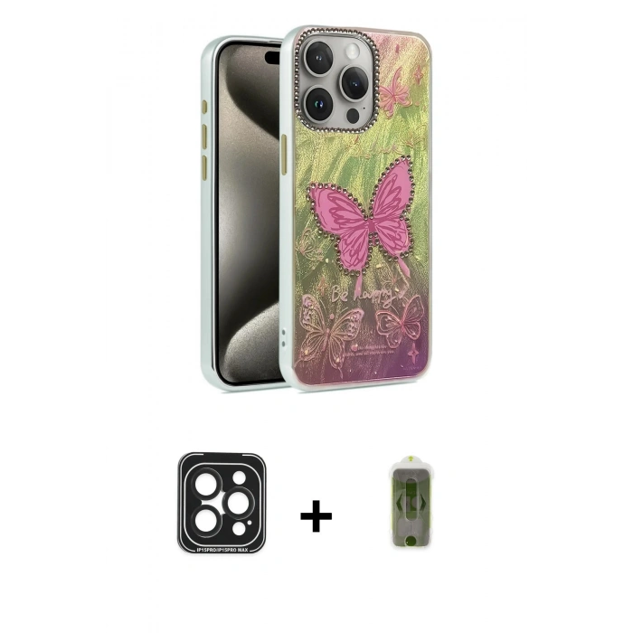 MARSİLYAN™- iPhone 15 Pro Max Kılıf Zirve Modern Prime - Siyah Joko Magic 5D Hayalet Cam + PVD Metal Kamera Lens - SH