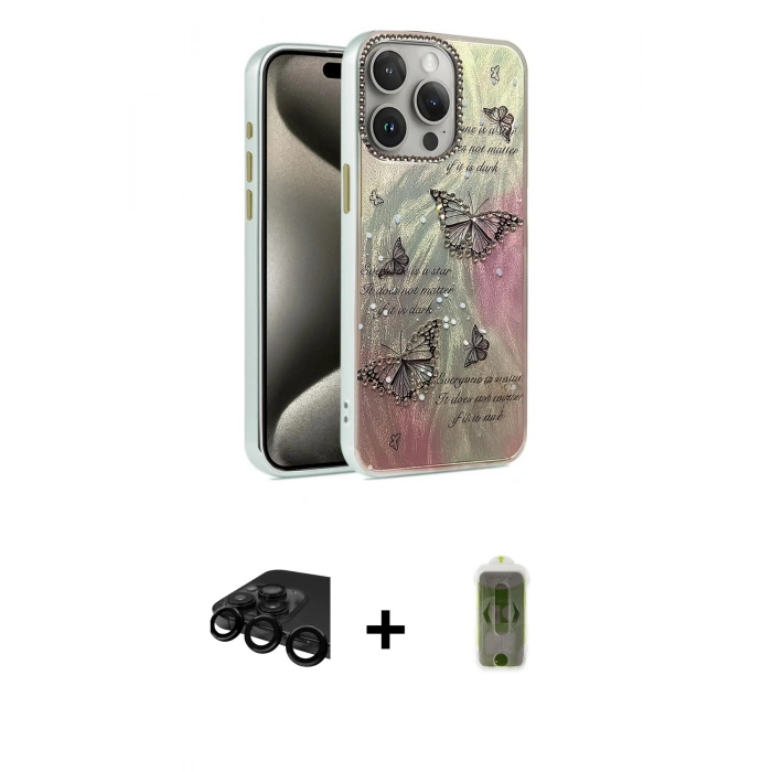 MARSİLYAN™- iPhone 15 Pro Max Kılıf Zirve Modern Prime - Siyah Joko Magic 5D Hayalet Cam + Raze Metal Kamera Lens - SH