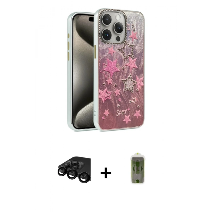 MARSİLYAN™- iPhone 15 Pro Max Kılıf Zirve Modern Prime - Siyah Joko Magic 5D Hayalet Cam + Raze Metal Kamera Lens - SH