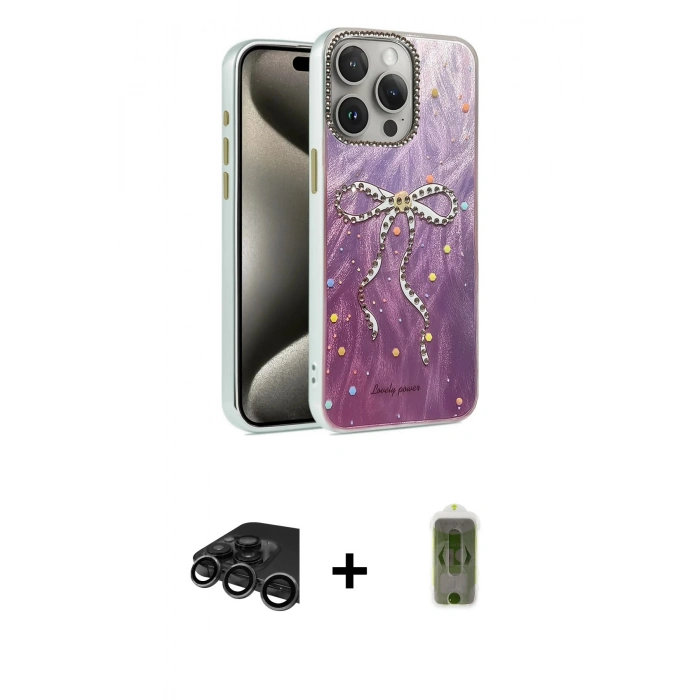 MARSİLYAN™- iPhone 15 Pro Max Kılıf Zirve Modern Prime - Siyah Joko Magic 5D Hayalet Cam + Raze Metal Kamera Lens - TMGI