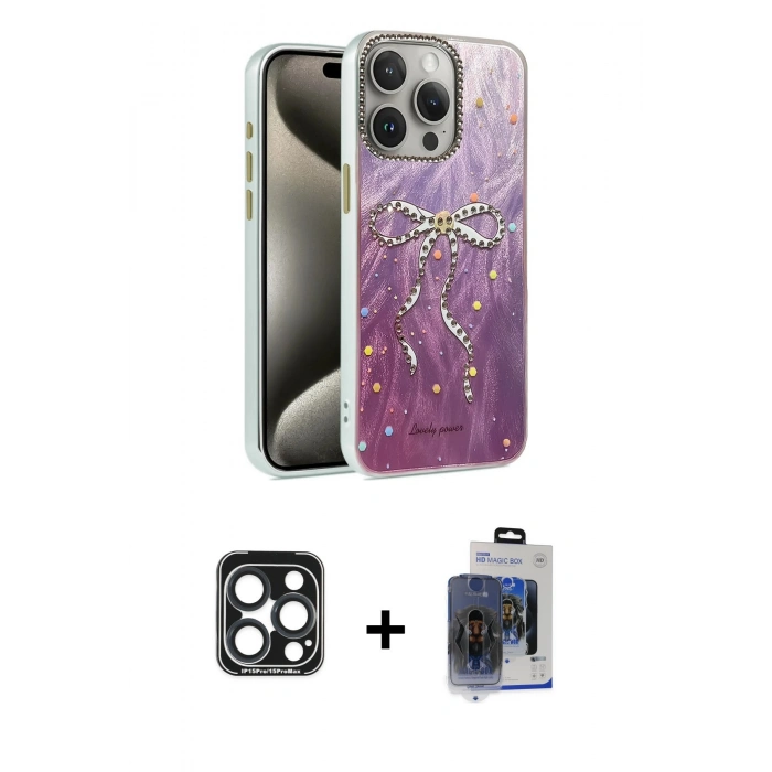 MARSİLYAN™- iPhone 15 Pro Max Kılıf Zirve Modern Prime - Siyah Vanessa Magic Cam + PVD Metal Kamera Lens - LT