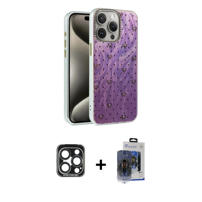 MARSİLYAN™- iPhone 15 Pro Max Kılıf Zirve Modern Prime - Siyah Vanessa Magic Cam + PVD Metal Kamera Lens - LT