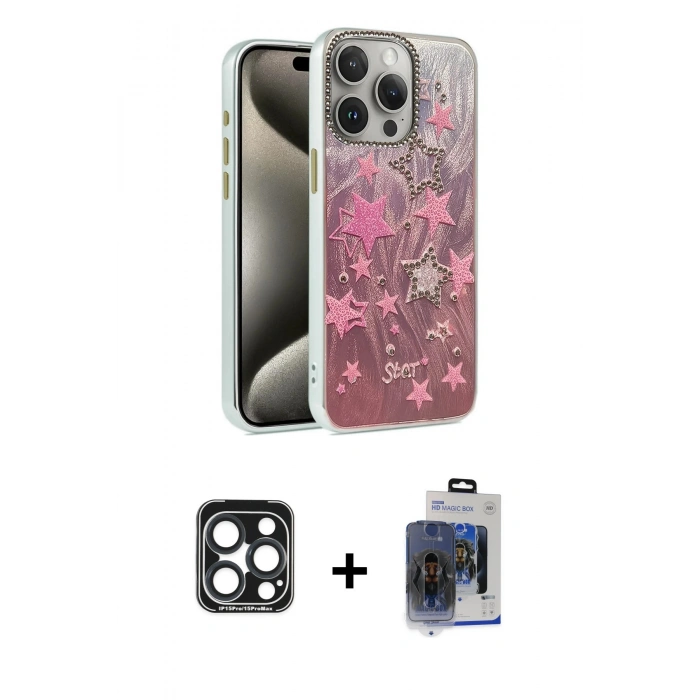 MARSİLYAN™- iPhone 15 Pro Max Kılıf Zirve Modern Prime - Siyah Vanessa Magic Cam + PVD Metal Kamera Lens - LT