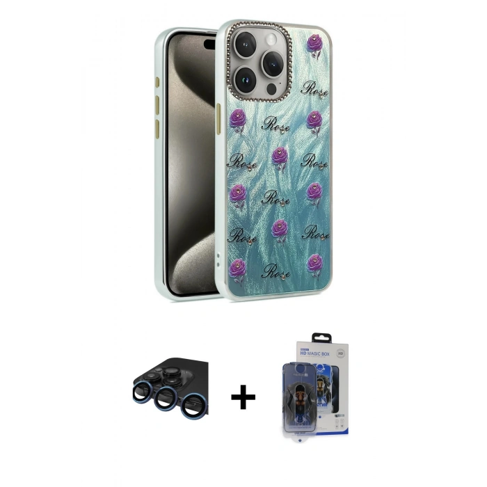 MARSİLYAN™- iPhone 15 Pro Max Kılıf Zirve Modern Prime - Siyah Vanessa Magic Cam + Raze Metal Kamera Lens - LT