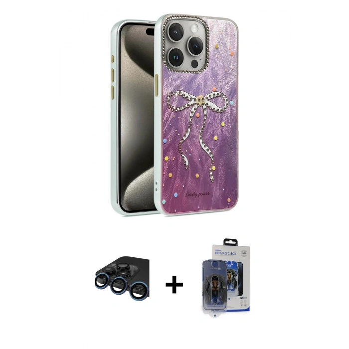 MARSİLYAN™- iPhone 15 Pro Max Kılıf Zirve Modern Prime - Siyah Vanessa Magic Cam + Raze Metal Kamera Lens - LT