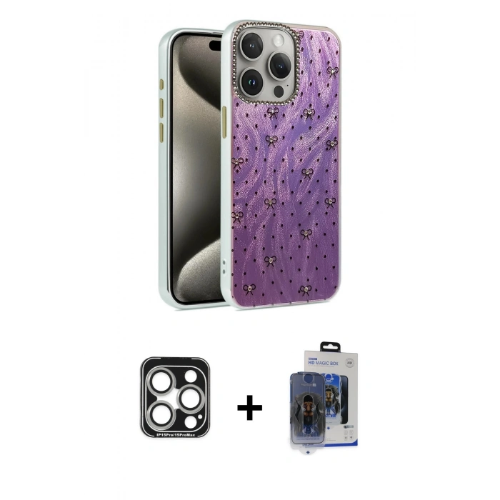 MARSİLYAN™- iPhone 15 Pro Max Kılıf Zirve Modern Prime - Siyah Vanessa Magic Cam + PVD Metal Kamera Lens - GS
