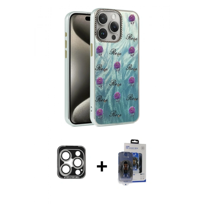 MARSİLYAN™- iPhone 15 Pro Max Kılıf Zirve Modern Prime - Siyah Vanessa Magic Cam + PVD Metal Kamera Lens - GS
