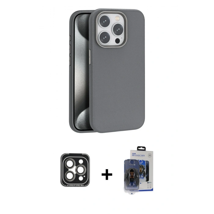 MARSİLYAN™- iPhone 15 Pro Max Kılıf Zirve Modern Prime - Siyah Vanessa Magic Cam + PVD Metal Kamera Lens - GI