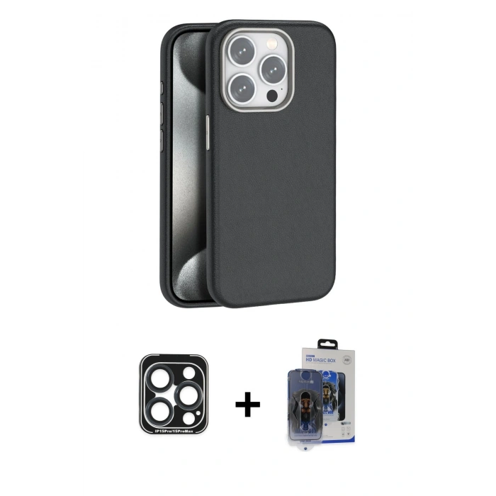 MARSİLYAN™- iPhone 15 Pro Max Kılıf Zirve Modern Prime - Siyah Vanessa Magic Cam + PVD Metal Kamera Lens - LT
