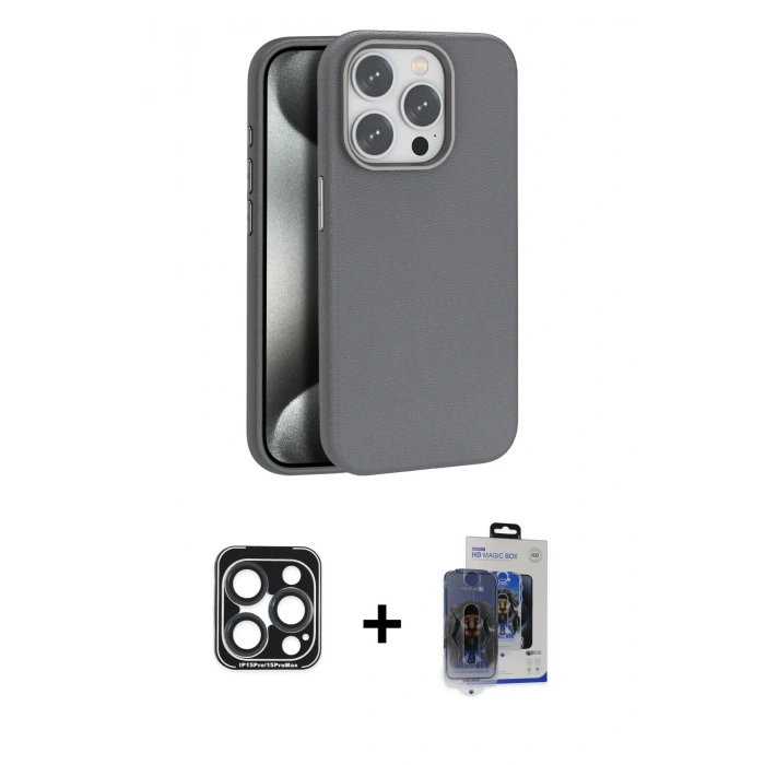 MARSİLYAN™- iPhone 15 Pro Max Kılıf Zirve Modern Prime - Siyah Vanessa Magic Cam + PVD Metal Kamera Lens - LT