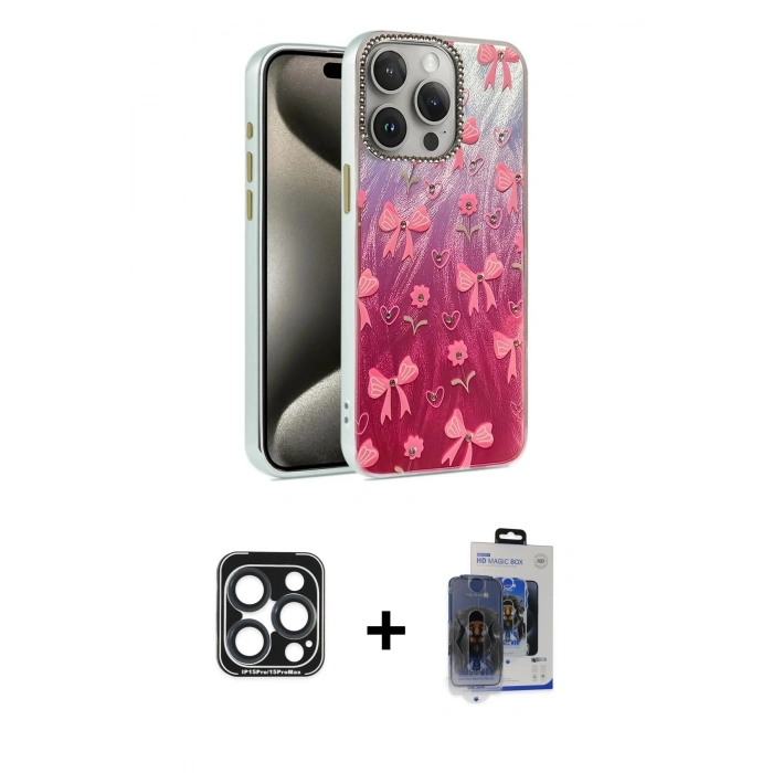 MARSİLYAN™- iPhone 15 Pro Max Kılıf Zirve Modern Prime - Siyah Vanessa Magic Cam + PVD Metal Kamera Lens - LT