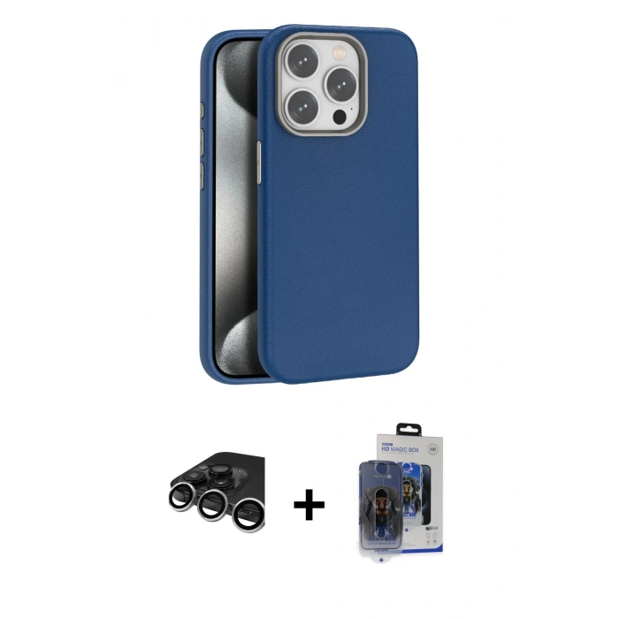 MARSİLYAN™- iPhone 15 Pro Max Kılıf Zirve Modern Prime - Siyah Vanessa Magic Cam + Raze Metal Kamera Lens - GS