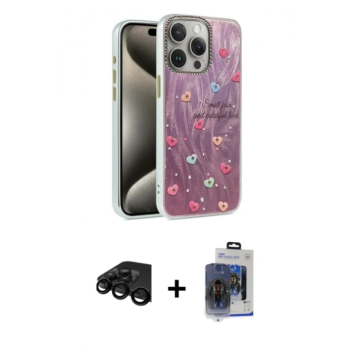 MARSİLYAN™- iPhone 15 Pro Max Kılıf Zirve Modern Prime - Siyah Vanessa Magic Cam + Raze Metal Kamera Lens - SH