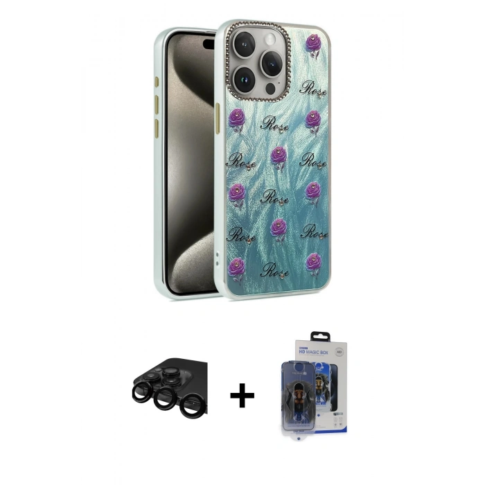 MARSİLYAN™- iPhone 15 Pro Max Kılıf Zirve Modern Prime - Siyah Vanessa Magic Cam + Raze Metal Kamera Lens - SH
