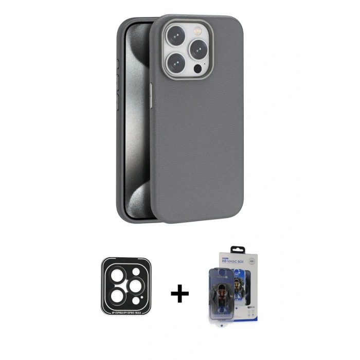 MARSİLYAN™- iPhone 15 Pro Max Kılıf Zirve Modern Prime - Siyah Vanessa Magic Cam + PVD Metal Kamera Lens - SH