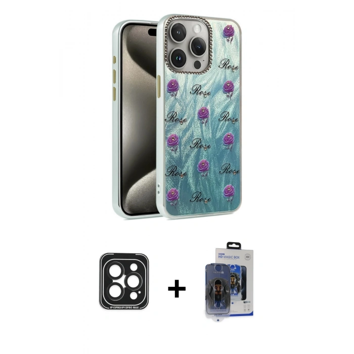 MARSİLYAN™- iPhone 15 Pro Max Kılıf Zirve Modern Prime - Siyah Vanessa Magic Cam + PVD Metal Kamera Lens - SH