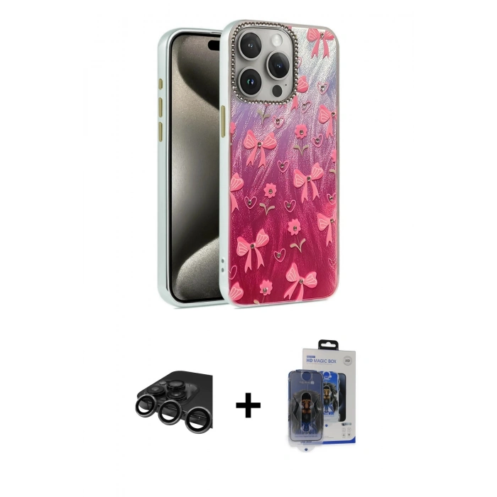 MARSİLYAN™- iPhone 15 Pro Max Kılıf Zirve Modern Prime - Siyah Vanessa Magic Cam + Raze Metal Kamera Lens - TMGI