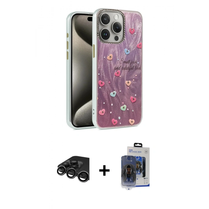 MARSİLYAN™- iPhone 15 Pro Max Kılıf Zirve Modern Prime - Siyah Vanessa Magic Cam + Raze Metal Kamera Lens - TMGI