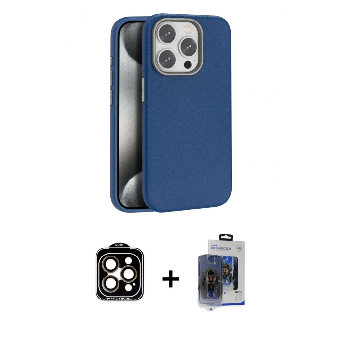 MARSİLYAN™- iPhone 15 Pro Max Kılıf Zirve Modern Prime - Siyah Vanessa Magic Cam + Turuncu PVD Metal Kamera Lens