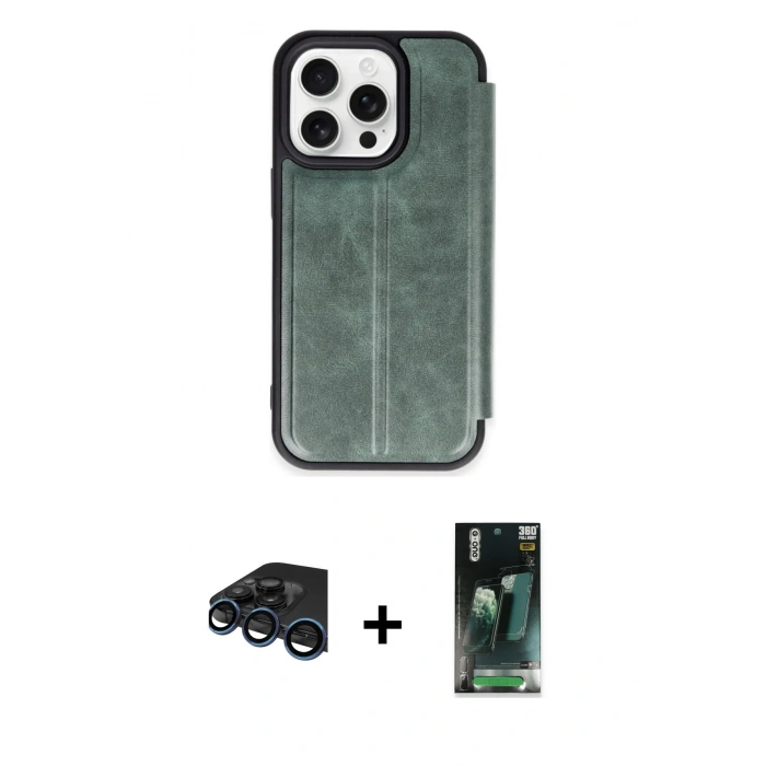 MARSİLYAN™- iPhone 15 Pro Max Kılıf Zirve Yansıma Serisi - Şeffaf 360 Full Body Arka Koruyucu + Raze Metal Kamera Lens - LT