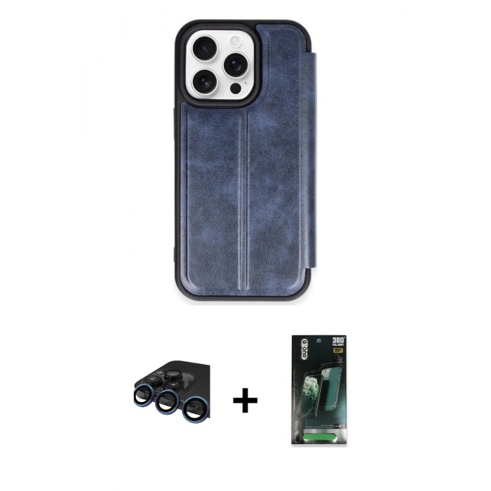 MARSİLYAN™- iPhone 15 Pro Max Kılıf Zirve Yansıma Serisi - Şeffaf 360 Full Body Arka Koruyucu + Raze Metal Kamera Lens - LT