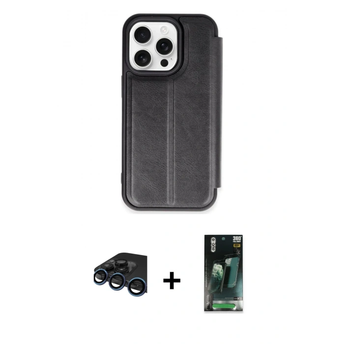 MARSİLYAN™- iPhone 15 Pro Max Kılıf Zirve Yansıma Serisi - Şeffaf 360 Full Body Arka Koruyucu + Raze Metal Kamera Lens - LT