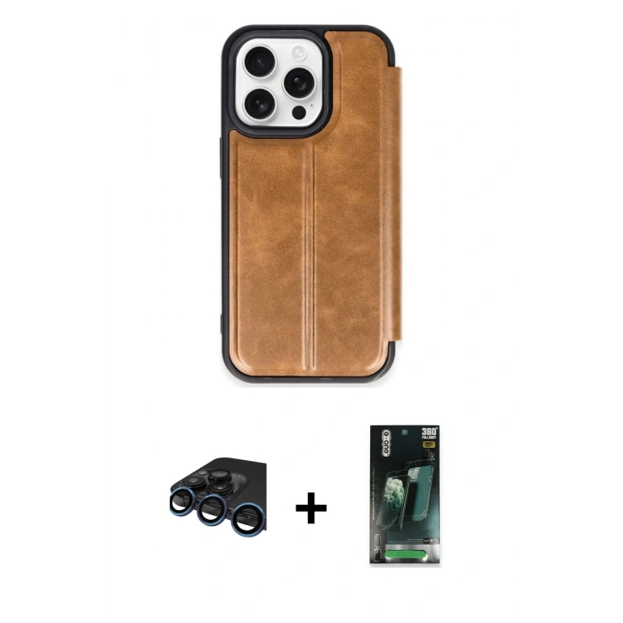 MARSİLYAN™- iPhone 15 Pro Max Kılıf Zirve Yansıma Serisi - Şeffaf 360 Full Body Arka Koruyucu + Raze Metal Kamera Lens - LT