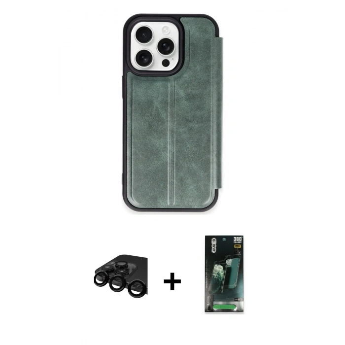 MARSİLYAN™- iPhone 15 Pro Max Kılıf Zirve Yansıma Serisi - Şeffaf 360 Full Body Arka Koruyucu + Raze Metal Kamera Lens - SH
