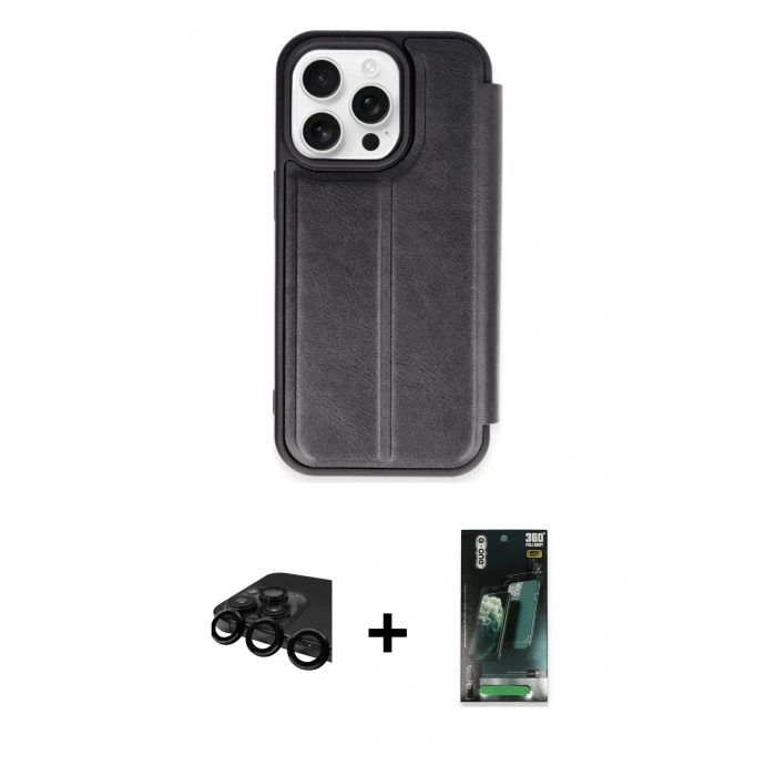 MARSİLYAN™- iPhone 15 Pro Max Kılıf Zirve Yansıma Serisi - Şeffaf 360 Full Body Arka Koruyucu + Raze Metal Kamera Lens - SH
