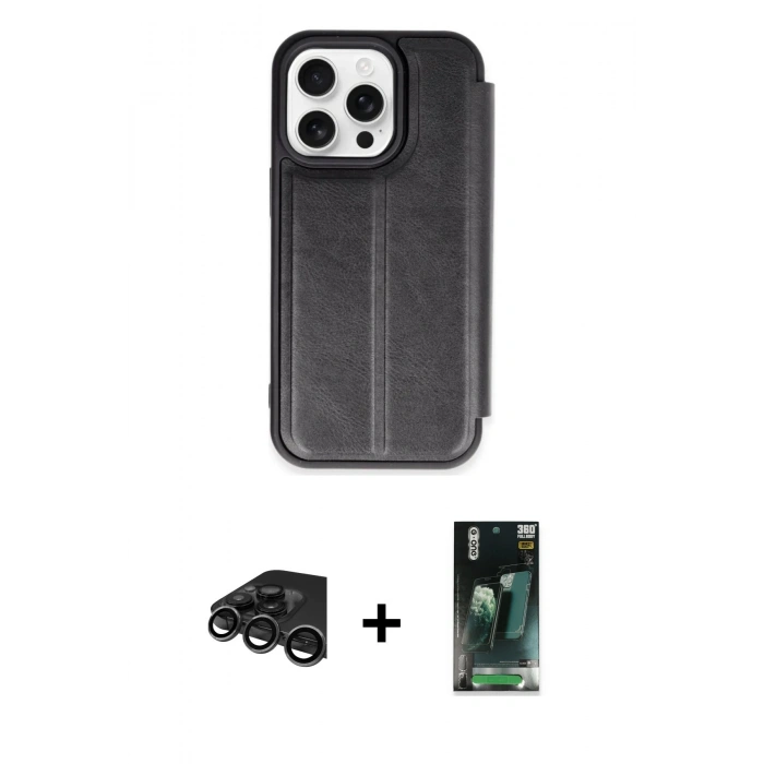 MARSİLYAN™- iPhone 15 Pro Max Kılıf Zirve Yansıma Serisi - Şeffaf 360 Full Body Arka Koruyucu + Raze Metal Kamera Lens - TMGI
