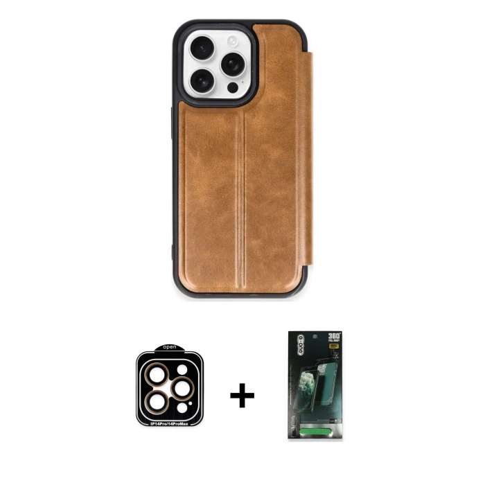 MARSİLYAN™- iPhone 15 Pro Max Kılıf Zirve Yansıma Serisi - Şeffaf 360 Full Body Arka Koruyucu + PVD Metal Kamera Lens - TU