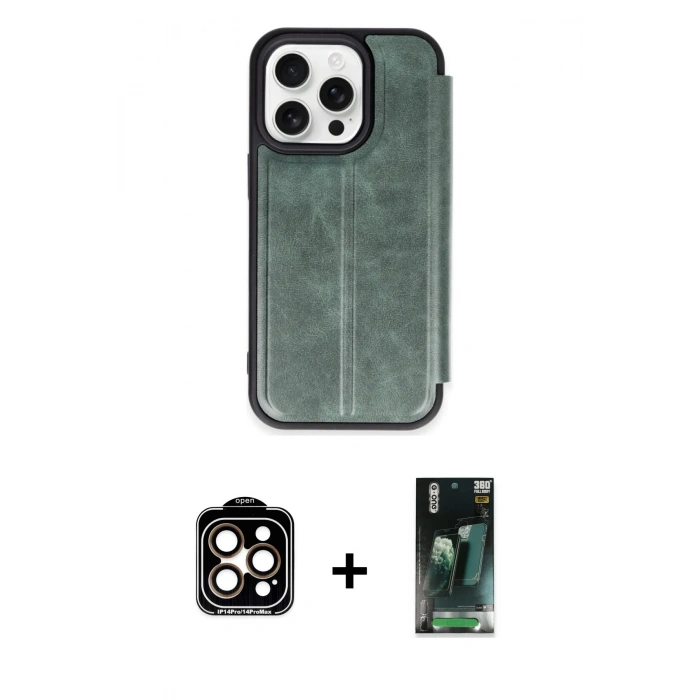 MARSİLYAN™- iPhone 15 Pro Max Kılıf Zirve Yansıma Serisi - Şeffaf 360 Full Body Arka Koruyucu + PVD Metal Kamera Lens - TU