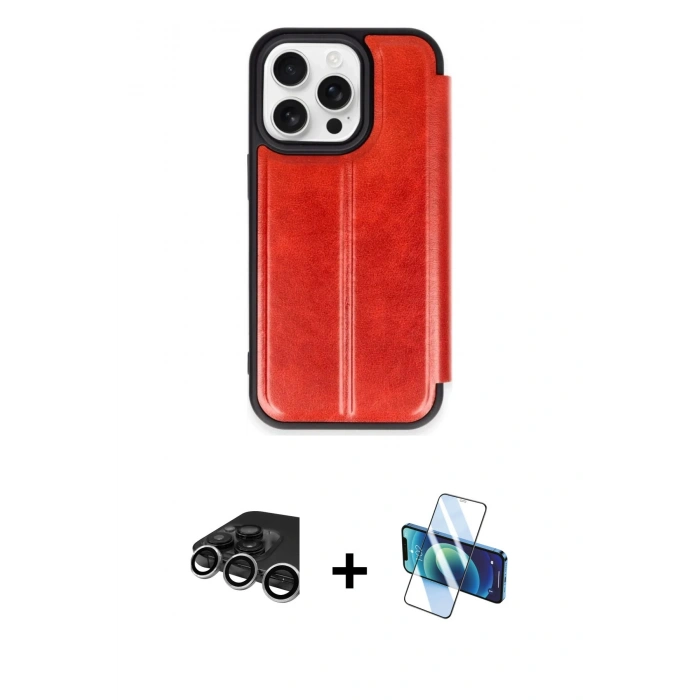 MARSİLYAN™- iPhone 15 Pro Max Kılıf Zirve Yansıma Serisi - Siyah 3D Antistatik Seramik Nano Ekran Koruyucu + Raze Metal Kamera Lens - GS