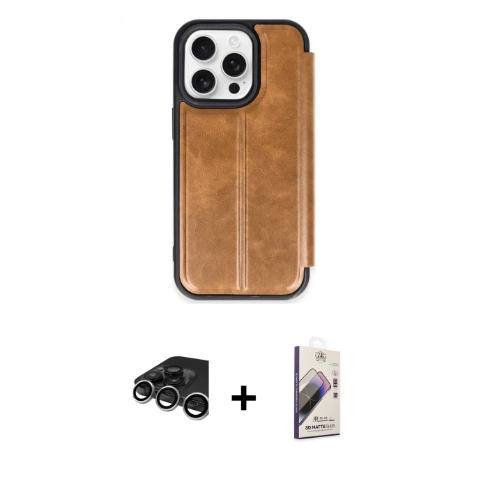 MARSİLYAN™- iPhone 15 Pro Max Kılıf Zirve Yansıma Serisi - Siyah Bilvis 3D Mat Cam Ekran Koruyucu + Raze Metal Kamera Lens - GS