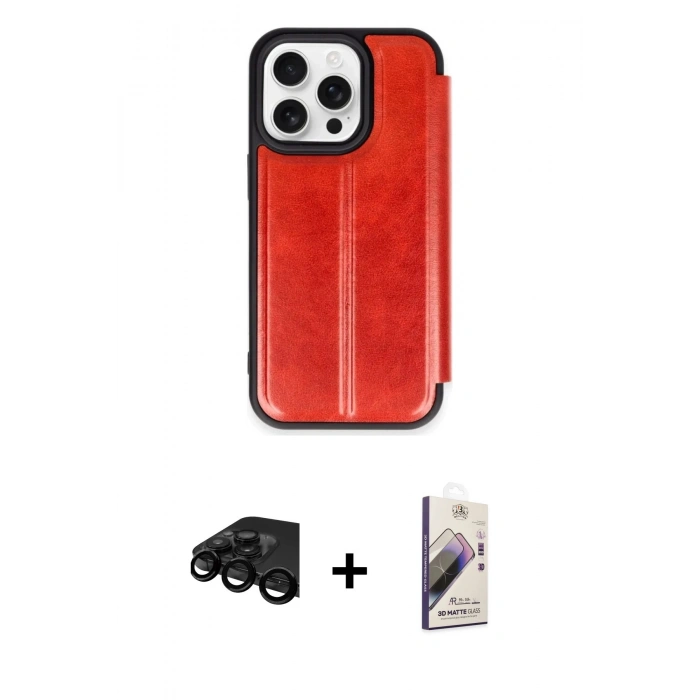 MARSİLYAN™- iPhone 15 Pro Max Kılıf Zirve Yansıma Serisi - Siyah Bilvis 3D Mat Cam Ekran Koruyucu + Raze Metal Kamera Lens - SH