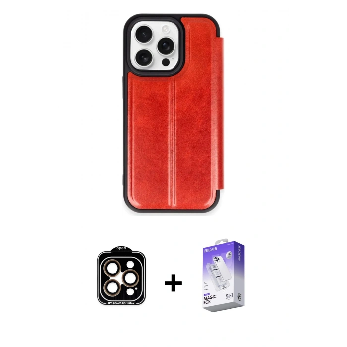 MARSİLYAN™- iPhone 15 Pro Max Kılıf Zirve Yansıma Serisi - Siyah Bilvis 5in1 3D Magic Cam Ekran Koruyucu + PVD Metal Kamera Lens - TU