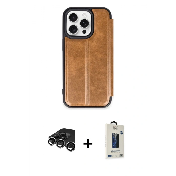 MARSİLYAN™- iPhone 15 Pro Max Kılıf Zirve Yansıma Serisi - Siyah Bilvis Hayalet Cam Ekran Koruyucu + Raze Metal Kamera Lens - GS