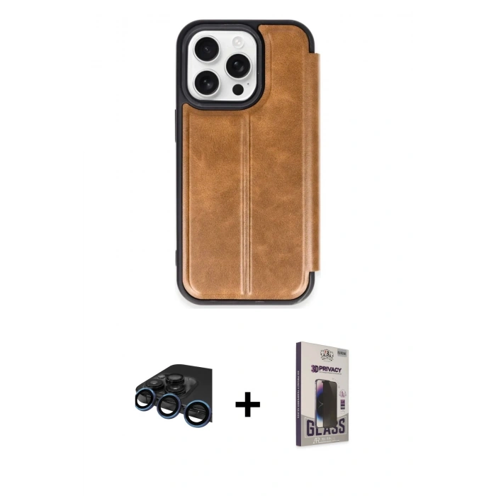 MARSİLYAN™- iPhone 15 Pro Max Kılıf Zirve Yansıma Serisi - Siyah Bilvis Hayalet Cam Ekran Koruyucu + Raze Metal Kamera Lens - LT