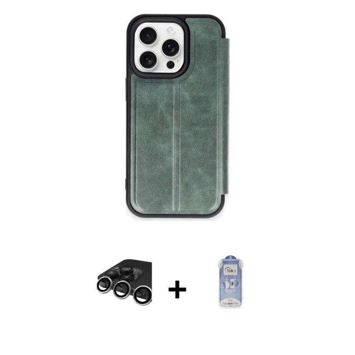 MARSİLYAN™- iPhone 15 Pro Max Kılıf Zirve Yansıma Serisi - Siyah Joko Magic 5D Cam + Raze Metal Kamera Lens - GS