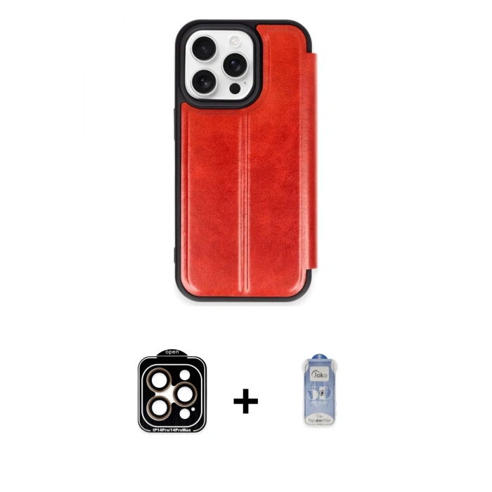 MARSİLYAN™- iPhone 15 Pro Max Kılıf Zirve Yansıma Serisi - Siyah Joko Magic 5D Cam + PVD Metal Kamera Lens - TU