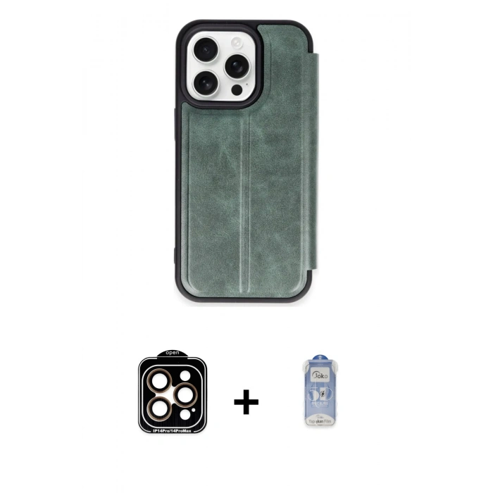 MARSİLYAN™- iPhone 15 Pro Max Kılıf Zirve Yansıma Serisi - Siyah Joko Magic 5D Cam + PVD Metal Kamera Lens - TU