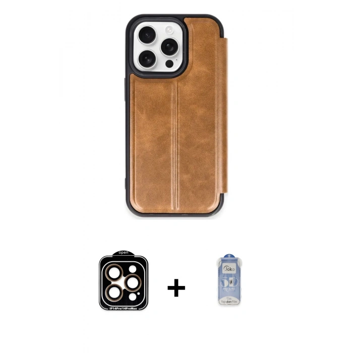 MARSİLYAN™- iPhone 15 Pro Max Kılıf Zirve Yansıma Serisi - Siyah Joko Magic 5D Cam + PVD Metal Kamera Lens - TU