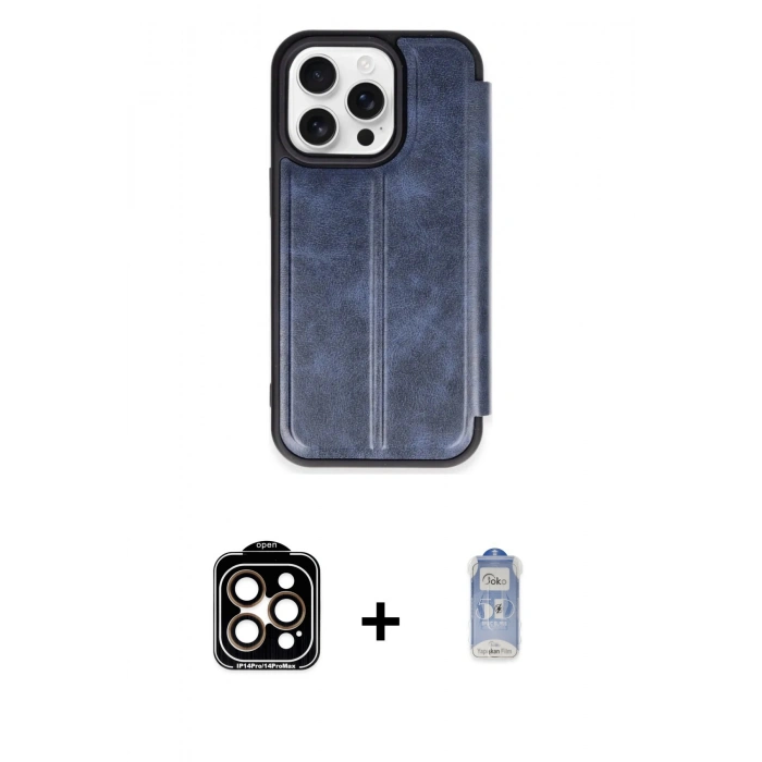 MARSİLYAN™- iPhone 15 Pro Max Kılıf Zirve Yansıma Serisi - Siyah Joko Magic 5D Cam + PVD Metal Kamera Lens - TU