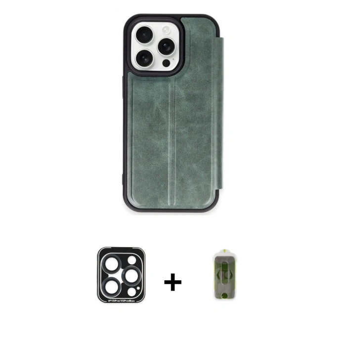 MARSİLYAN™- iPhone 15 Pro Max Kılıf Zirve Yansıma Serisi - Siyah Joko Magic 5D Hayalet Cam + PVD Metal Kamera Lens - LT