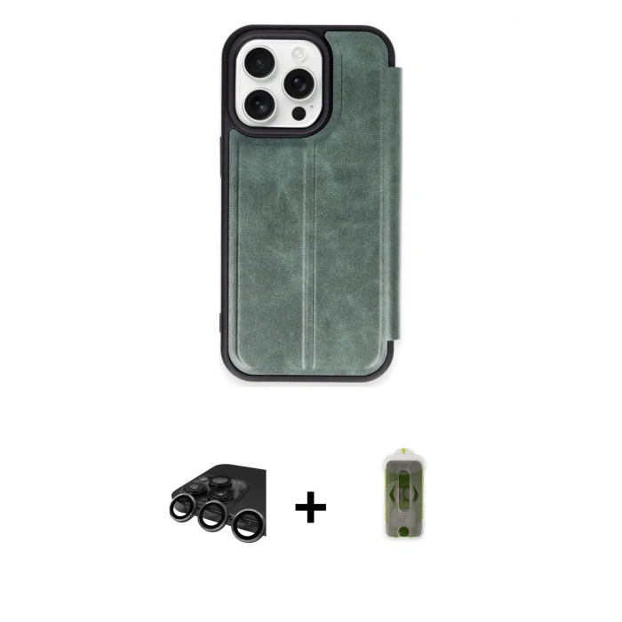 MARSİLYAN™- iPhone 15 Pro Max Kılıf Zirve Yansıma Serisi - Siyah Joko Magic 5D Hayalet Cam + Raze Metal Kamera Lens - TMGI
