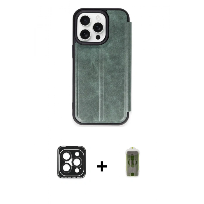 MARSİLYAN™- iPhone 15 Pro Max Kılıf Zirve Yansıma Serisi - Siyah Joko Magic 5D Hayalet Cam + PVD Metal Kamera Lens - SH